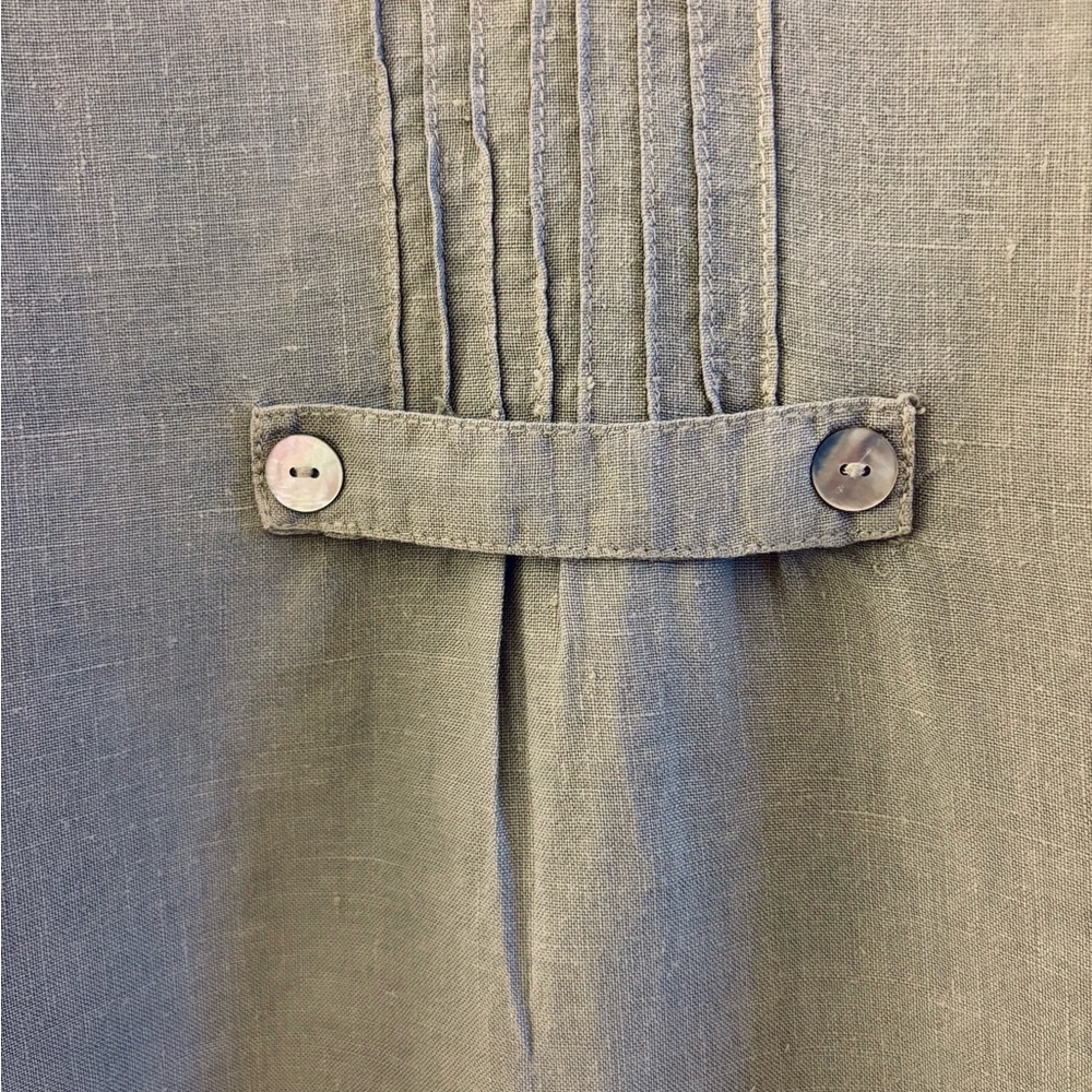 J. Jill Button Up Shirt linen sage green abalone buttons long sleeve small top - Picture 4 of 7